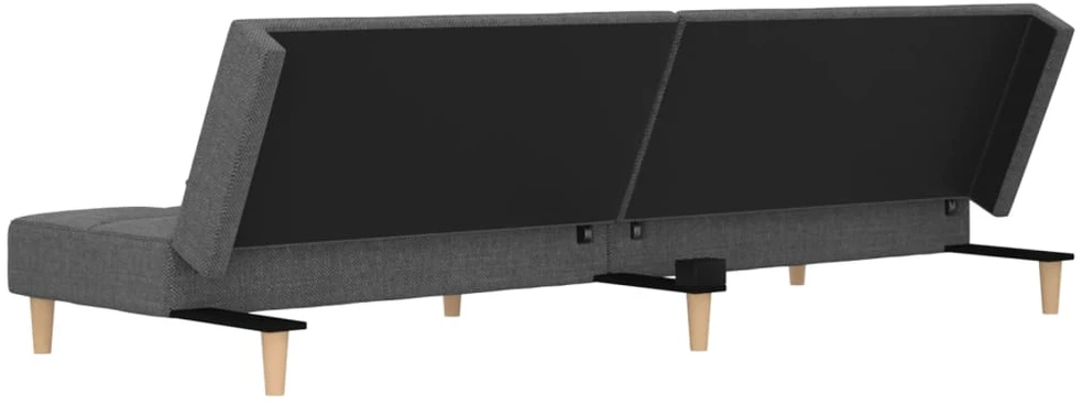 Dvivietė sofa-lova su dvejomis pagalvėmis, pilka, audinys