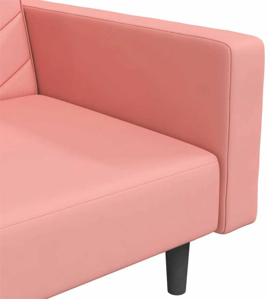 Dvivietė sofa-lova su dvejomis pagalvėmis, rožinė, aksomas