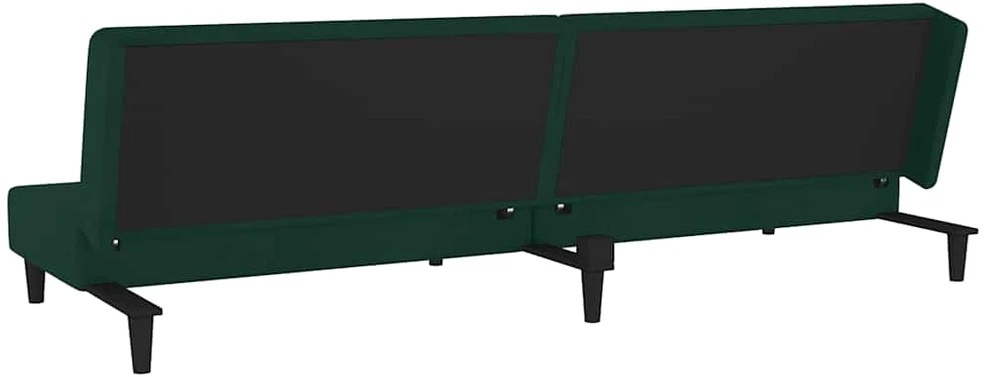 Dvivietė sofa-lova su dvejomis pagalvėmis, žalia, aksomas
