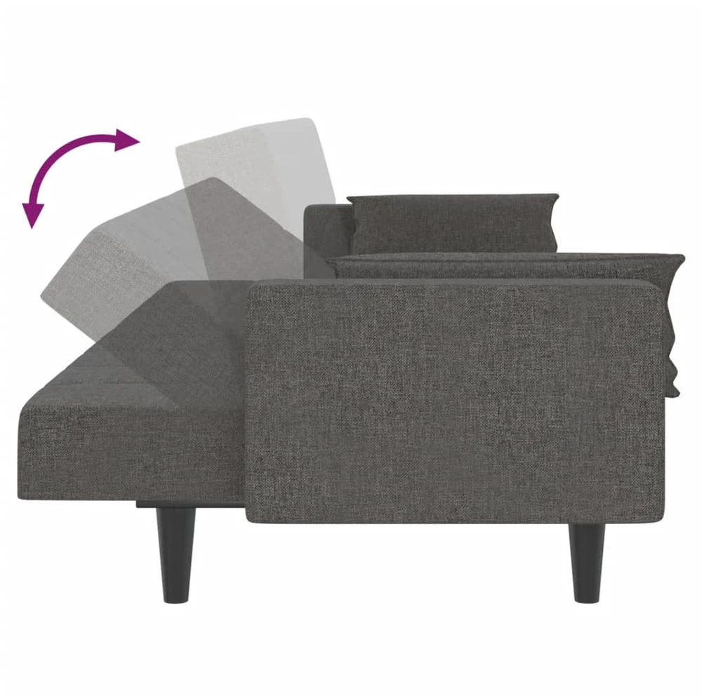 Dvivietė sofa-lova su dvejomis pagalvėmis, pilka, audinys