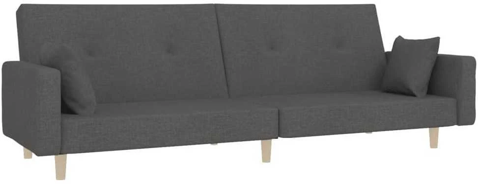 Dvivietė sofa-lova su dvejomis pagalvėmis, pilka, audinys