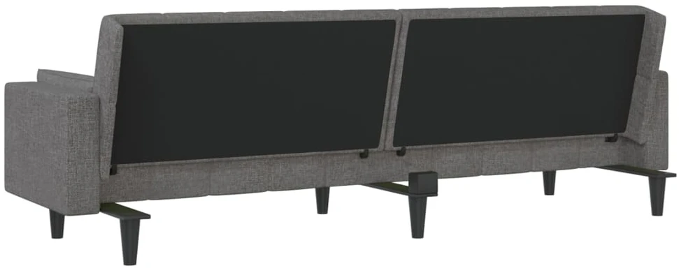 Dvivietė sofa-lova su dvejomis pagalvėmis, pilka, audinys