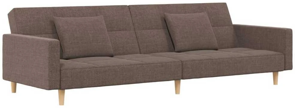 Dvivietė sofa-lova su dvejomis pagalvėmis, taupe, audinys