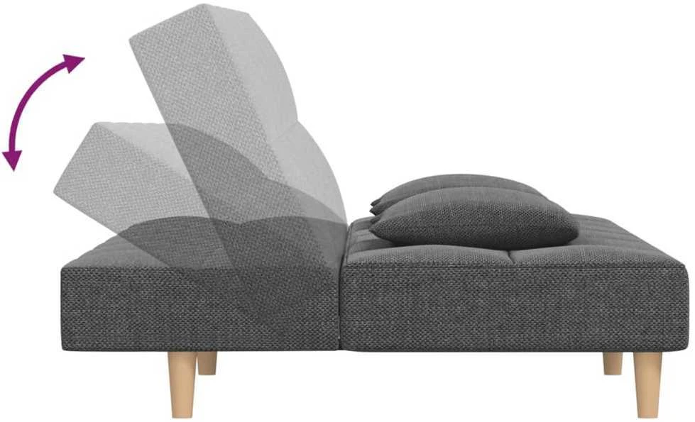 Dvivietė sofa-lova su dvejomis pagalvėmis, pilka, audinys