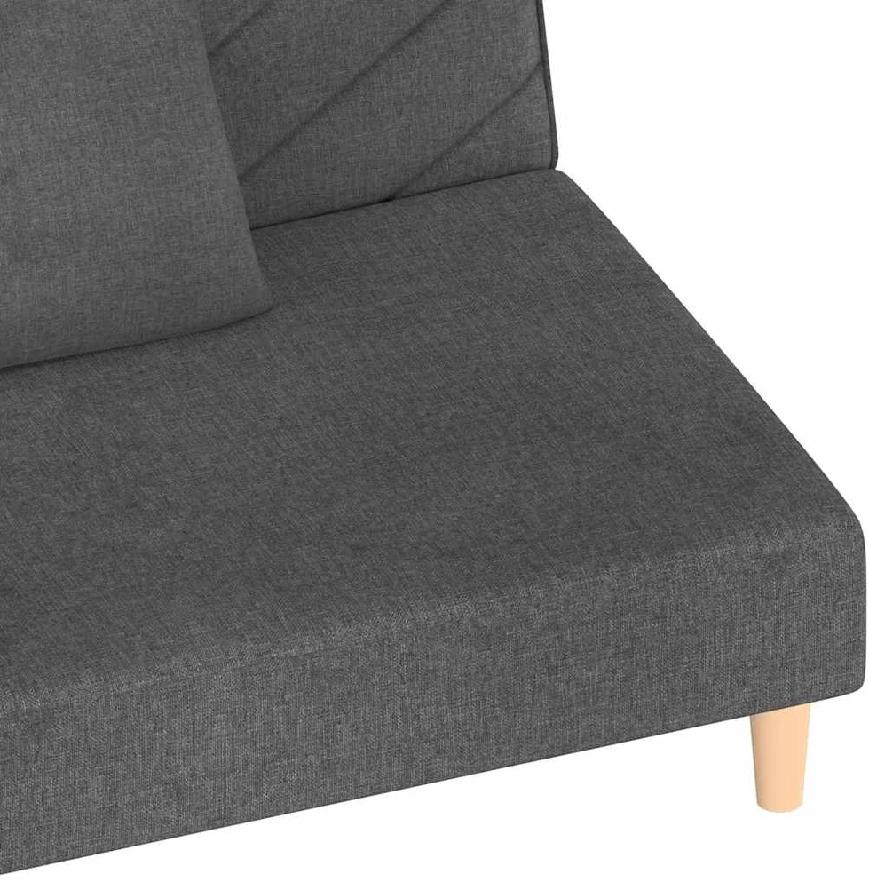 Dvivietė sofa-lova su dvejomis pagalvėmis, pilka, audinys