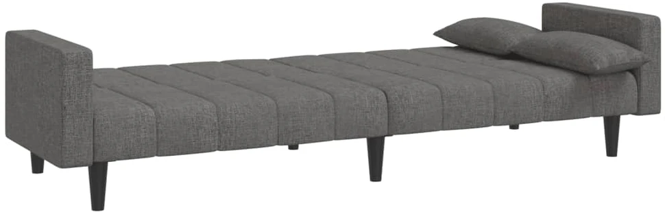 Dvivietė sofa-lova su dvejomis pagalvėmis, pilka, audinys