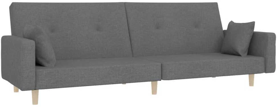 Dvivietė sofa-lova su dvejomis pagalvėmis, pilka, audinys