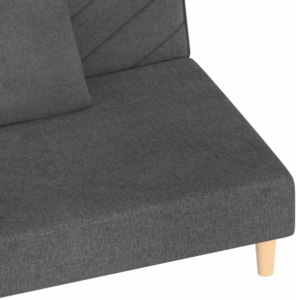 Dvivietė sofa-lova su dvejomis pagalvėmis, pilka, audinys
