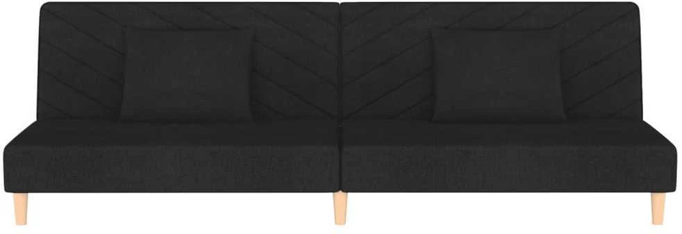 Dvivietė sofa-lova su dvejomis pagalvėmis, juoda, audinys