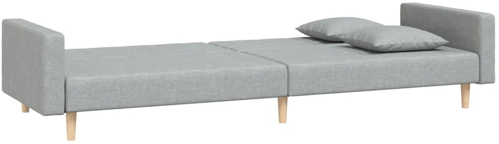 Dvivietė sofa-lova su dvejomis pagalvėmis, pilka, audinys