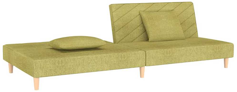 Dvivietė sofa-lova su dvejomis pagalvėmis, žalia, audinys