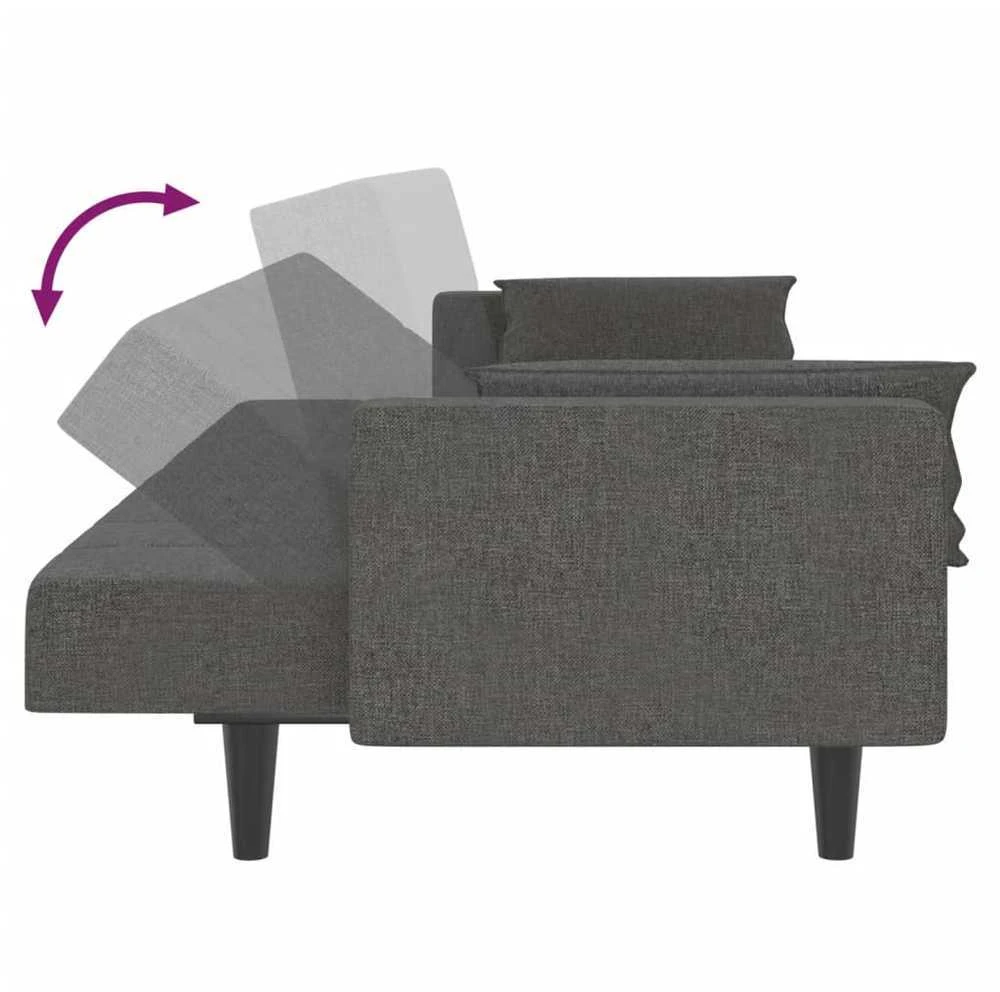 Dvivietė sofa-lova su dvejomis pagalvėmis, pilka, audinys