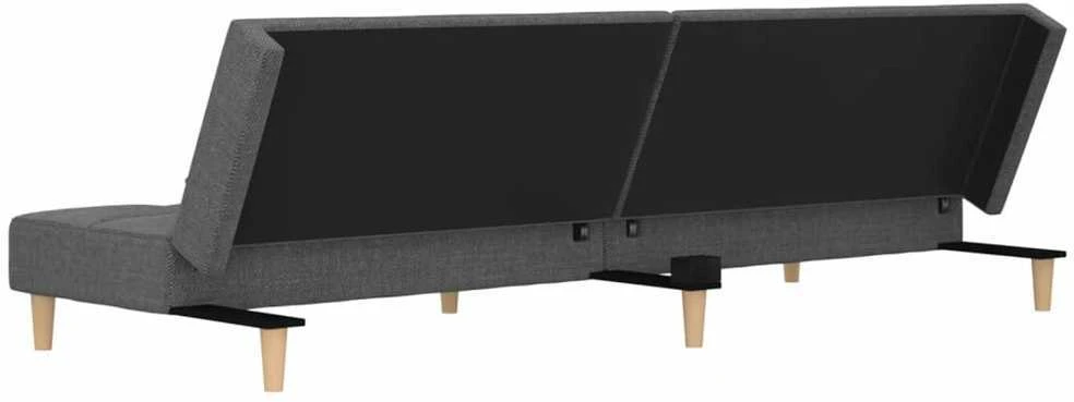 Dvivietė sofa-lova su dvejomis pagalvėmis, pilka, audinys