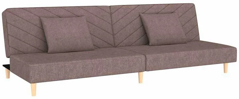 Dvivietė sofa-lova su dvejomis pagalvėmis, taupe, audinys