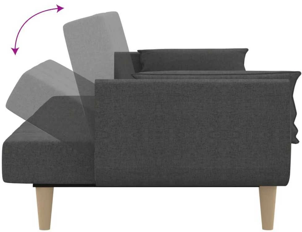 Dvivietė sofa-lova su dvejomis pagalvėmis, pilka, audinys