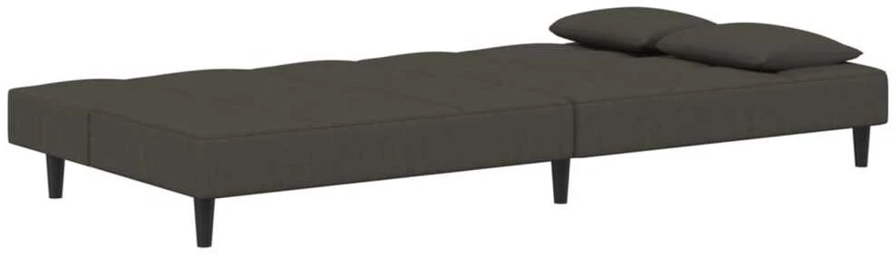 Dvivietė sofa-lova su dvejomis pagalvėmis, pilka, aksomas