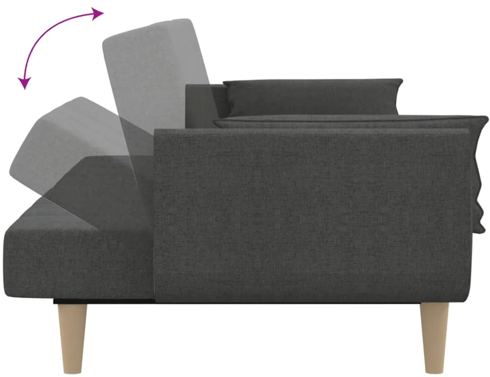 Dvivietė sofa-lova su dvejomis pagalvėmis, pilka, audinys