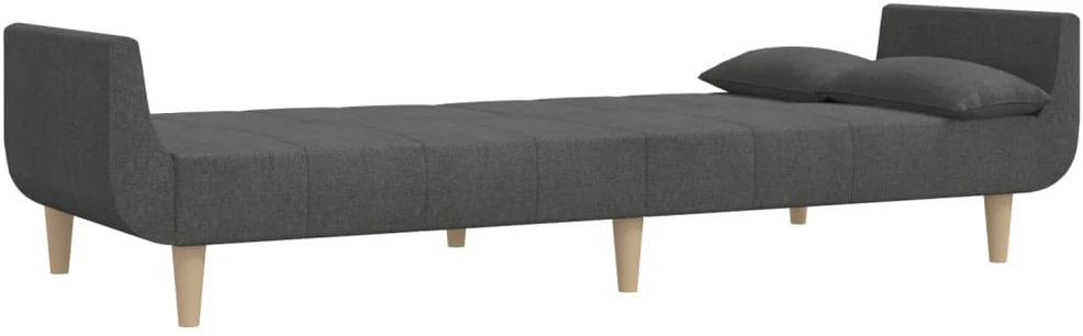 Dvivietė sofa-lova su dvejomis pagalvėmis, pilka, audinys