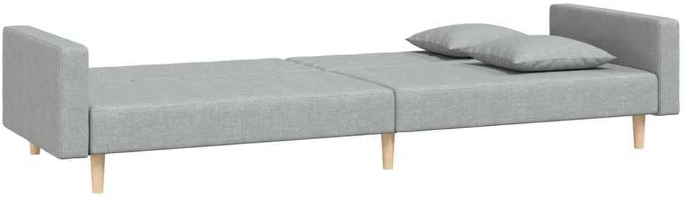 Dvivietė sofa-lova su dvejomis pagalvėmis, pilka, audinys