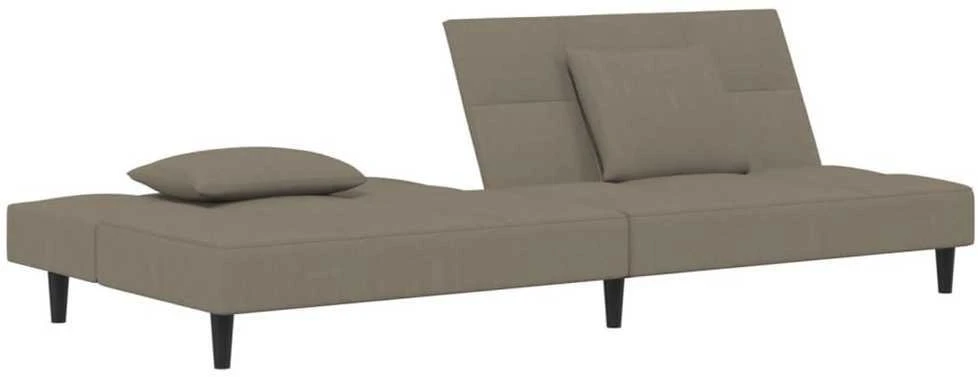 Dvivietė sofa-lova su dvejomis pagalvėmis, pilka, aksomas