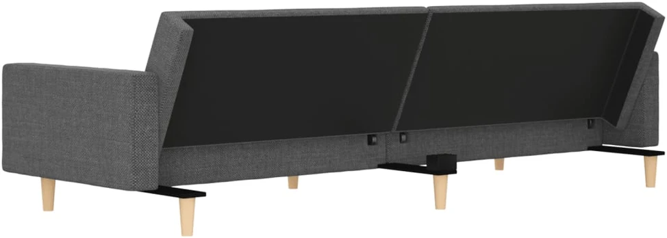 Dvivietė sofa-lova su dvejomis pagalvėmis, pilka, audinys