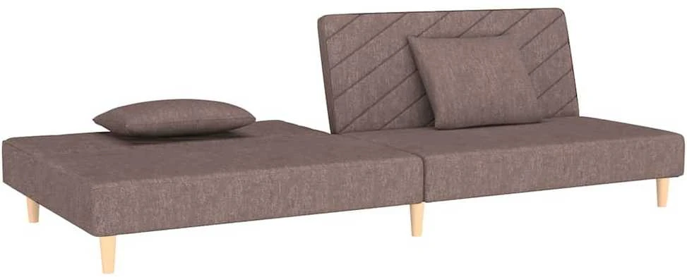 Dvivietė sofa-lova su dvejomis pagalvėmis, taupe, audinys