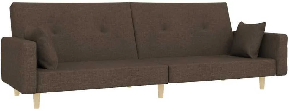 Dvivietė sofa-lova su dvejomis pagalvėmis, taupe, audinys