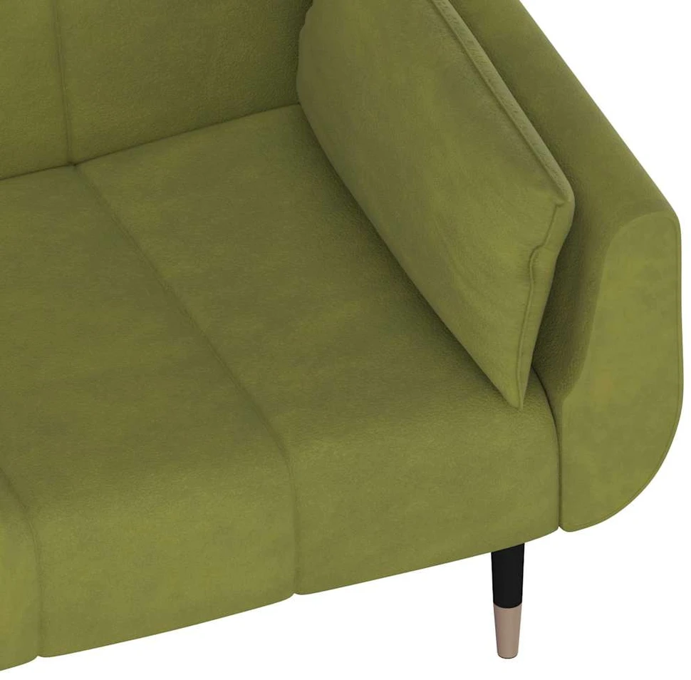 Dvivietė sofa-lova su dvejomis pagalvėmis, žalia, aksomas