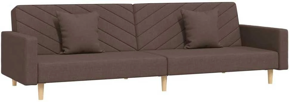 Dvivietė sofa-lova su dvejomis pagalvėmis, taupe, audinys