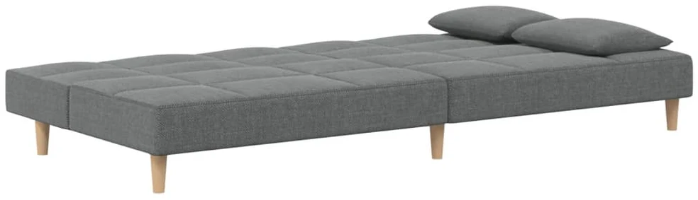 Dvivietė sofa-lova su dvejomis pagalvėmis, pilka, audinys