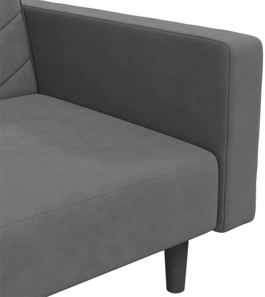 Dvivietė sofa-lova su dvejomis pagalvėmis, pilka, aksomas