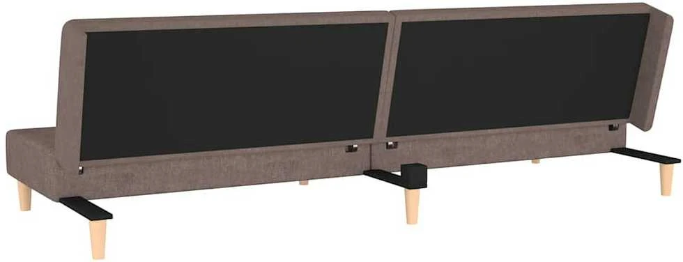 Dvivietė sofa-lova su dvejomis pagalvėmis, taupe, audinys