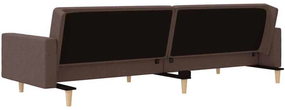 Dvivietė sofa-lova su dvejomis pagalvėmis, taupe, audinys