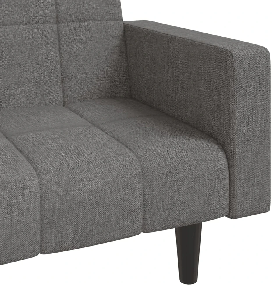 Dvivietė sofa-lova su dvejomis pagalvėmis, pilka, audinys