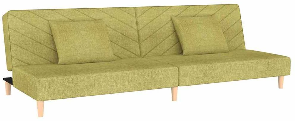 Dvivietė sofa-lova su dvejomis pagalvėmis, žalia, audinys