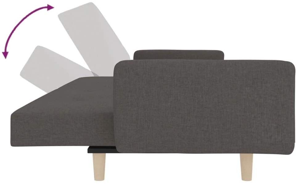 Dvivietė sofa-lova su dvejomis pagalvėmis, pilka, audinys