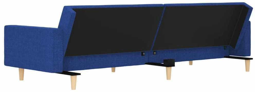 Dvivietė sofa-lova su dvejomis pagalvėmis, mėlyna, audinys