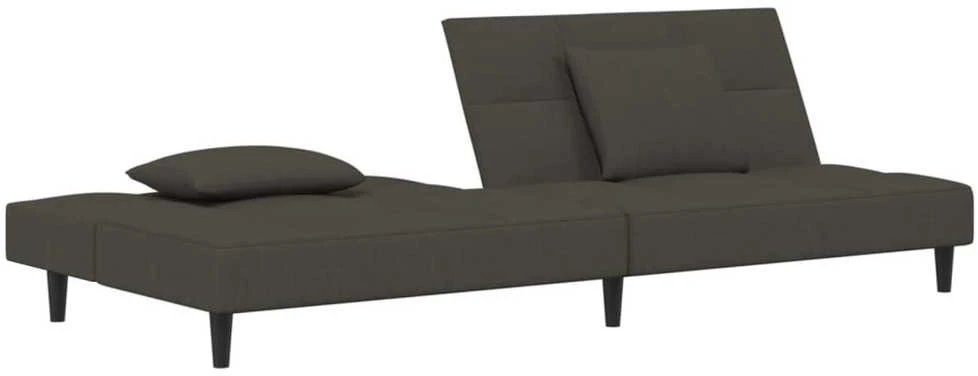 Dvivietė sofa-lova su dvejomis pagalvėmis, pilka, aksomas