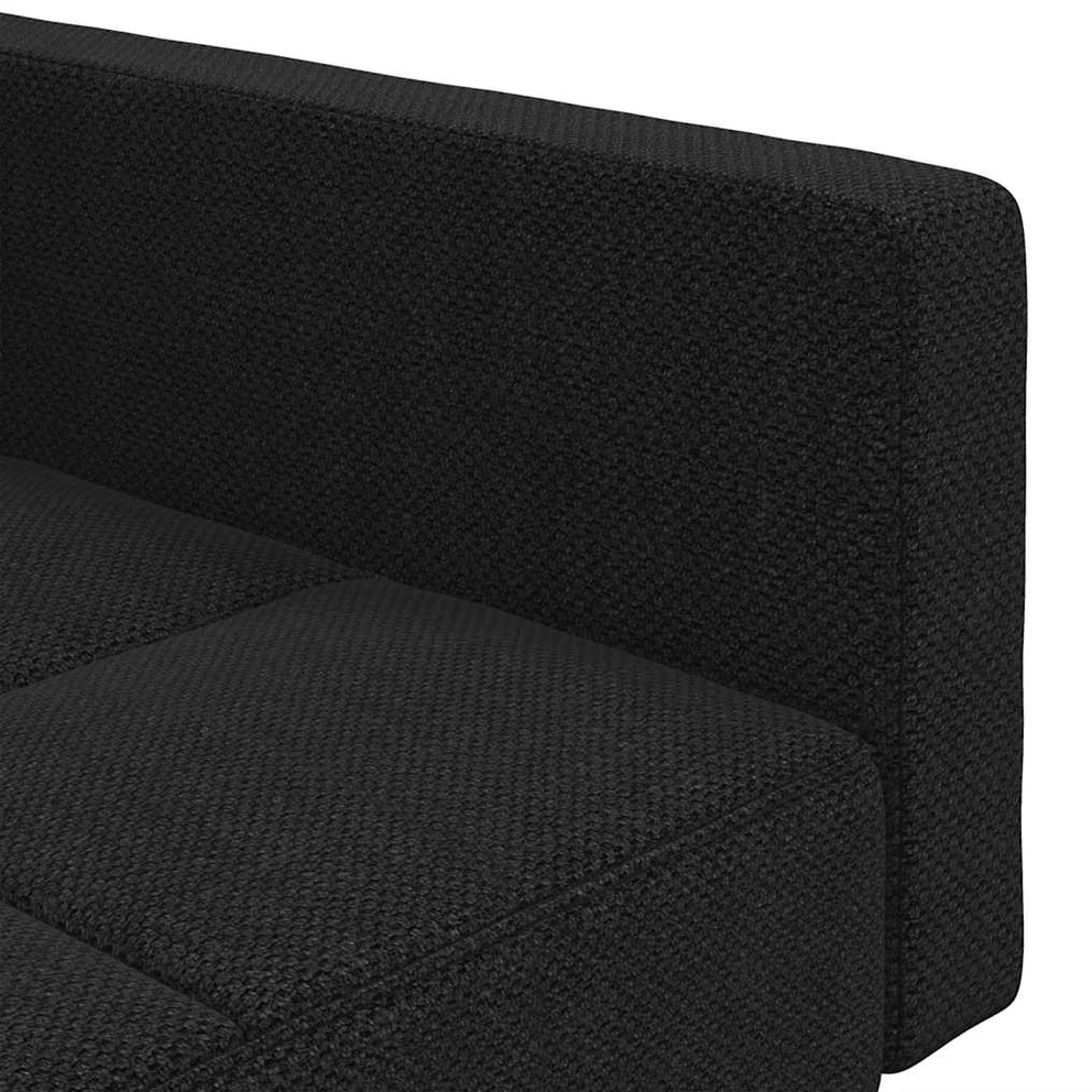 Dvivietė sofa-lova su dvejomis pagalvėmis, juoda, audinys
