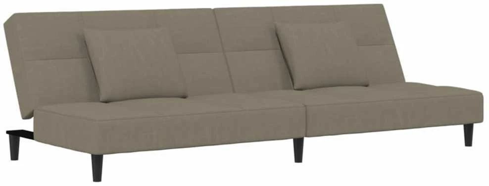 Dvivietė sofa-lova su dvejomis pagalvėmis, pilka, aksomas