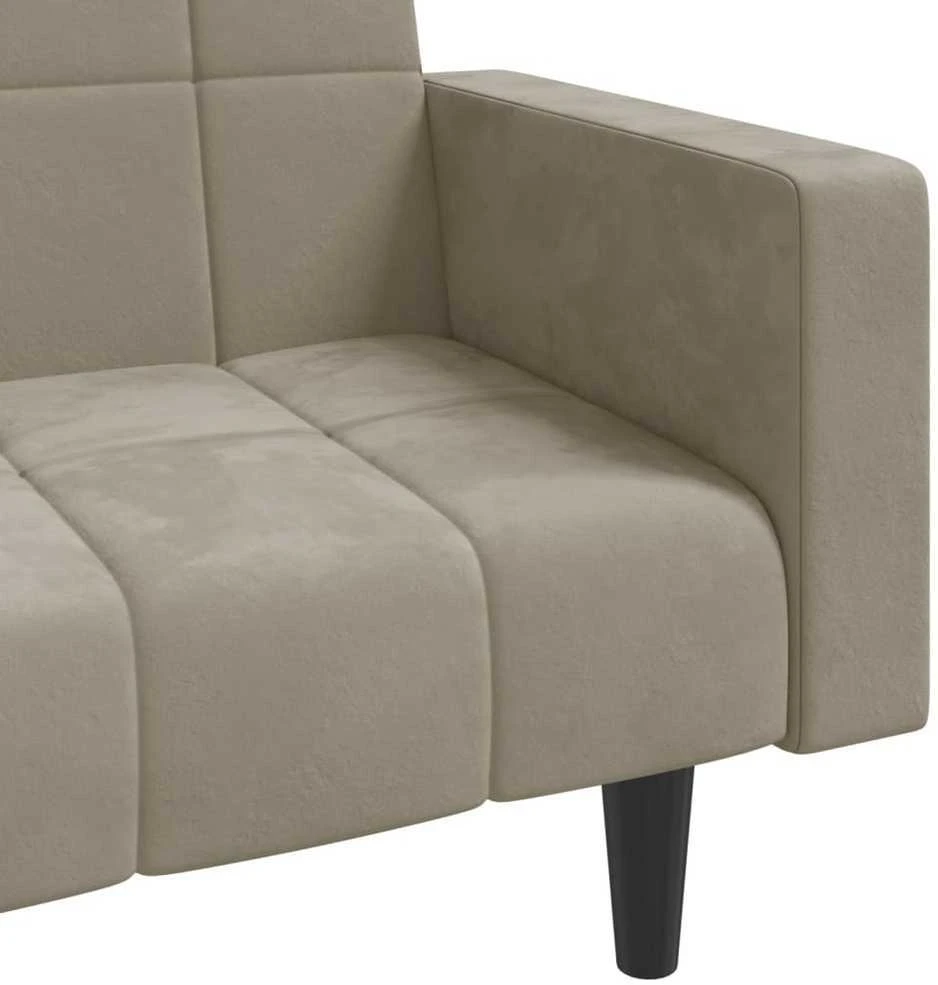 Dvivietė sofa-lova su dvejomis pagalvėmis, pilka, aksomas