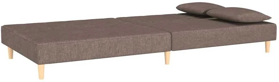 Dvivietė sofa-lova su dvejomis pagalvėmis, taupe, audinys