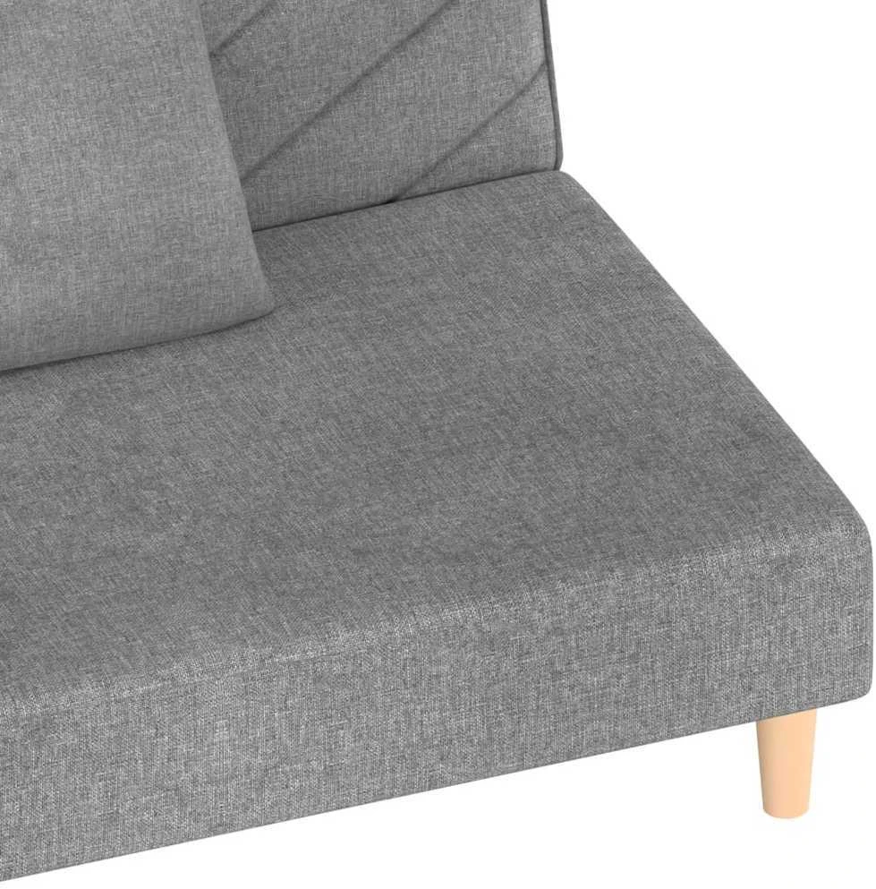 Dvivietė sofa-lova su dvejomis pagalvėmis, pilka, audinys