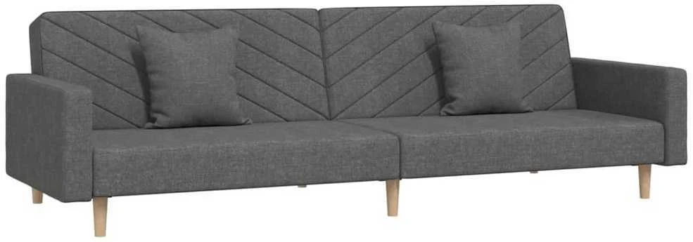 Dvivietė sofa-lova su dvejomis pagalvėmis, pilka, audinys
