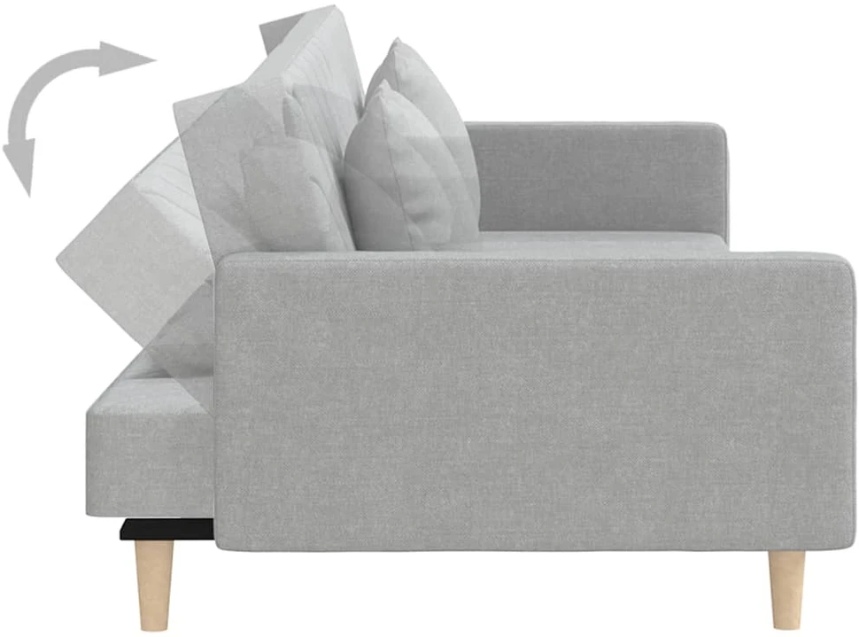 Dvivietė sofa-lova su dvejomis pagalvėmis, pilka, audinys