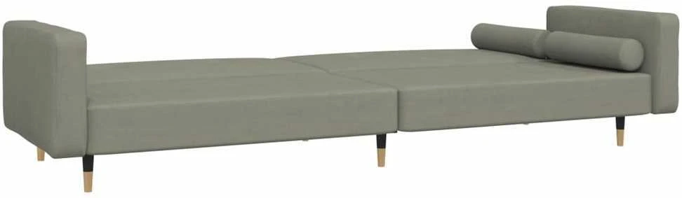 Dvivietė sofa-lova su dvejomis pagalvėmis, pilka, aksomas