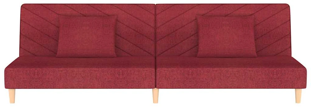 Dvivietė sofa-lova su dvejomis pagalvėmis, vyno, audinys