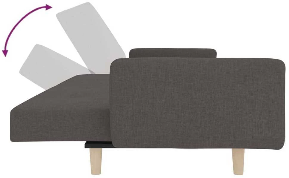 Dvivietė sofa-lova su dvejomis pagalvėmis, pilka, audinys