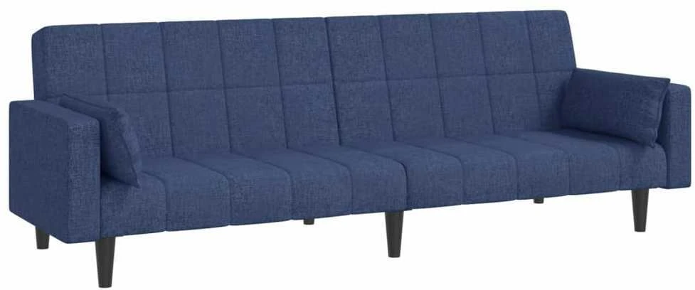Dvivietė sofa-lova su dvejomis pagalvėmis, mėlyna, audinys