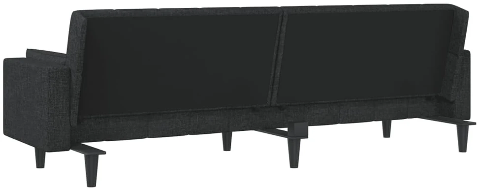 Dvivietė sofa-lova su dvejomis pagalvėmis, juoda, audinys